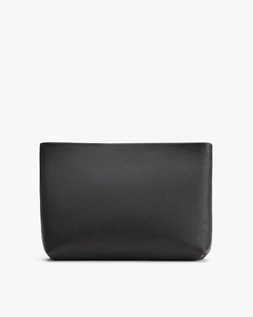 Pebbled Leather Flat Zipper Clutch Pouch