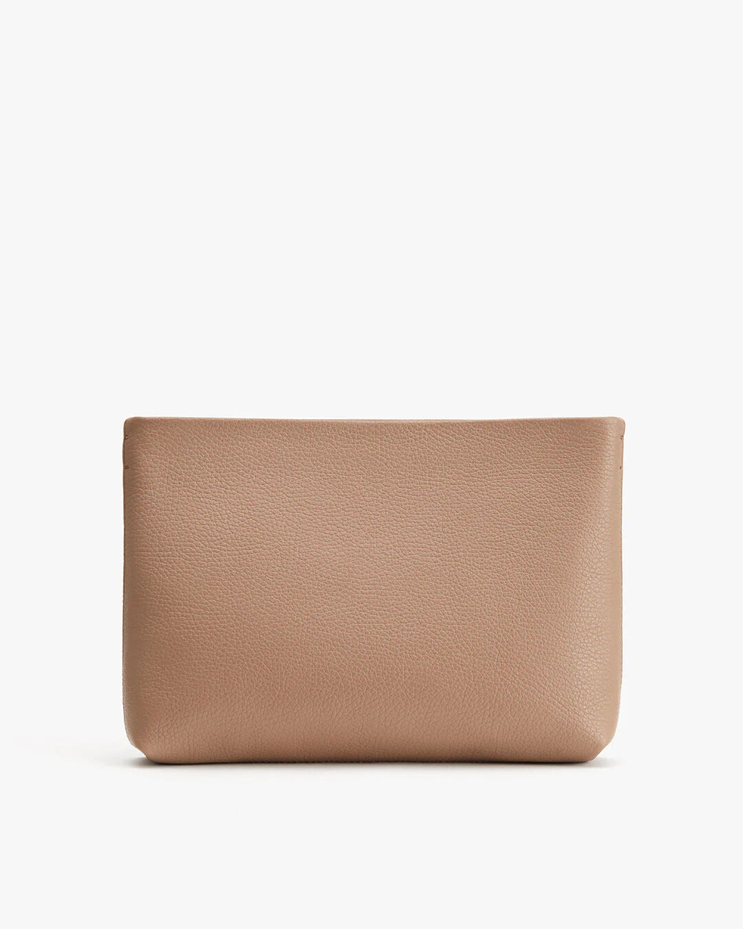Pebbled Leather Flat Zipper Clutch Pouch