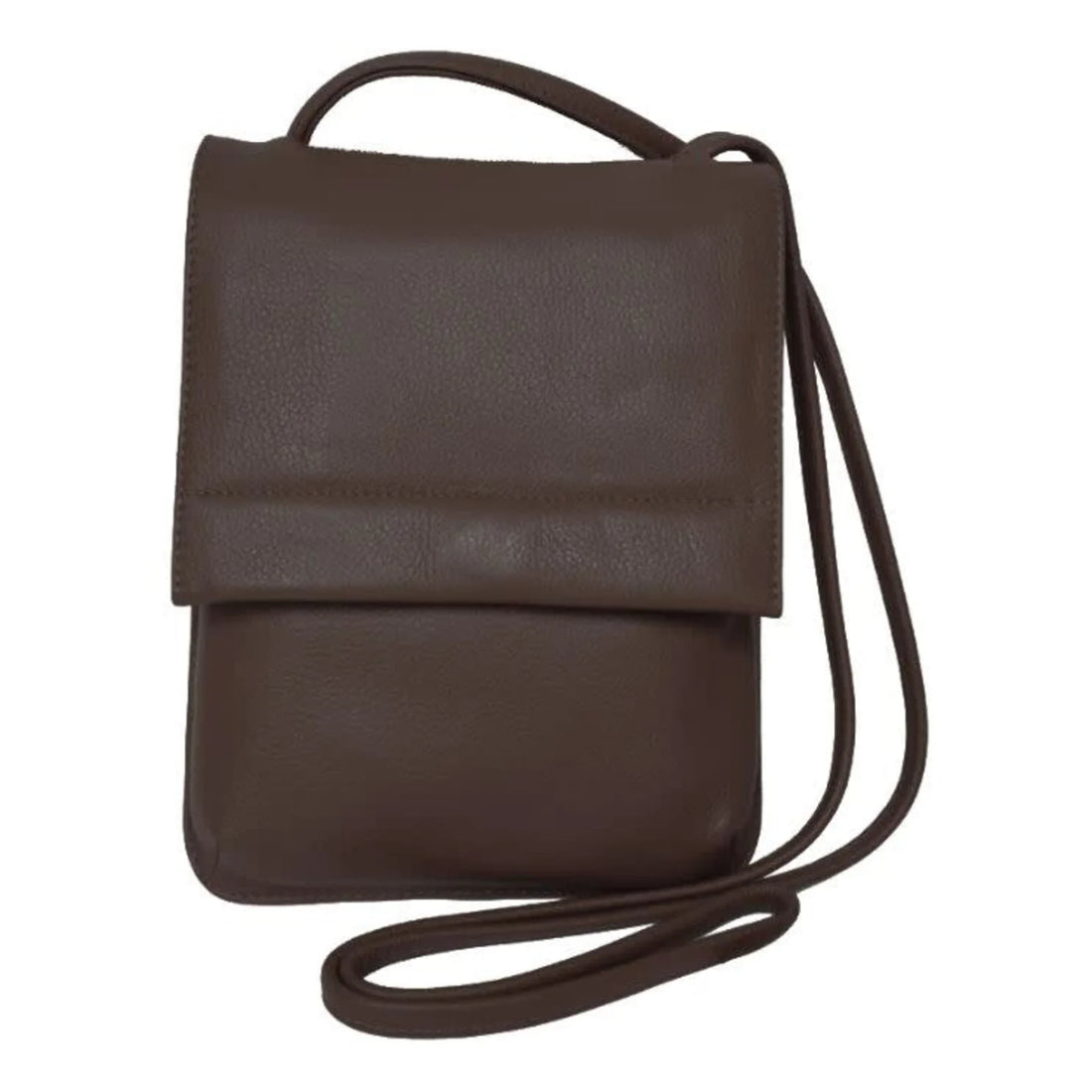 Top Grain Leather Magnetic Snap Flap Compact Crossbody Bag