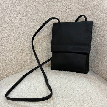 Top Grain Leather Magnetic Snap Flap Compact Crossbody Bag