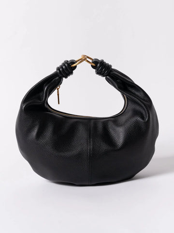 Pebbled Leather Zipper Closure Multi-Wear Crescent Clutch Bag